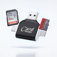 SD Kartenleser mit USB A, USB C, Micro USB & Lightning | Kartenlesegerät für iPhone, Android & Laptop | SD Kartenadapter | FlexiLink