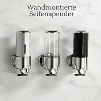 Seifenspender Wandmontage | Spülmittelspender Set | Schwarz, Silber & Transparent | SeifenFlow